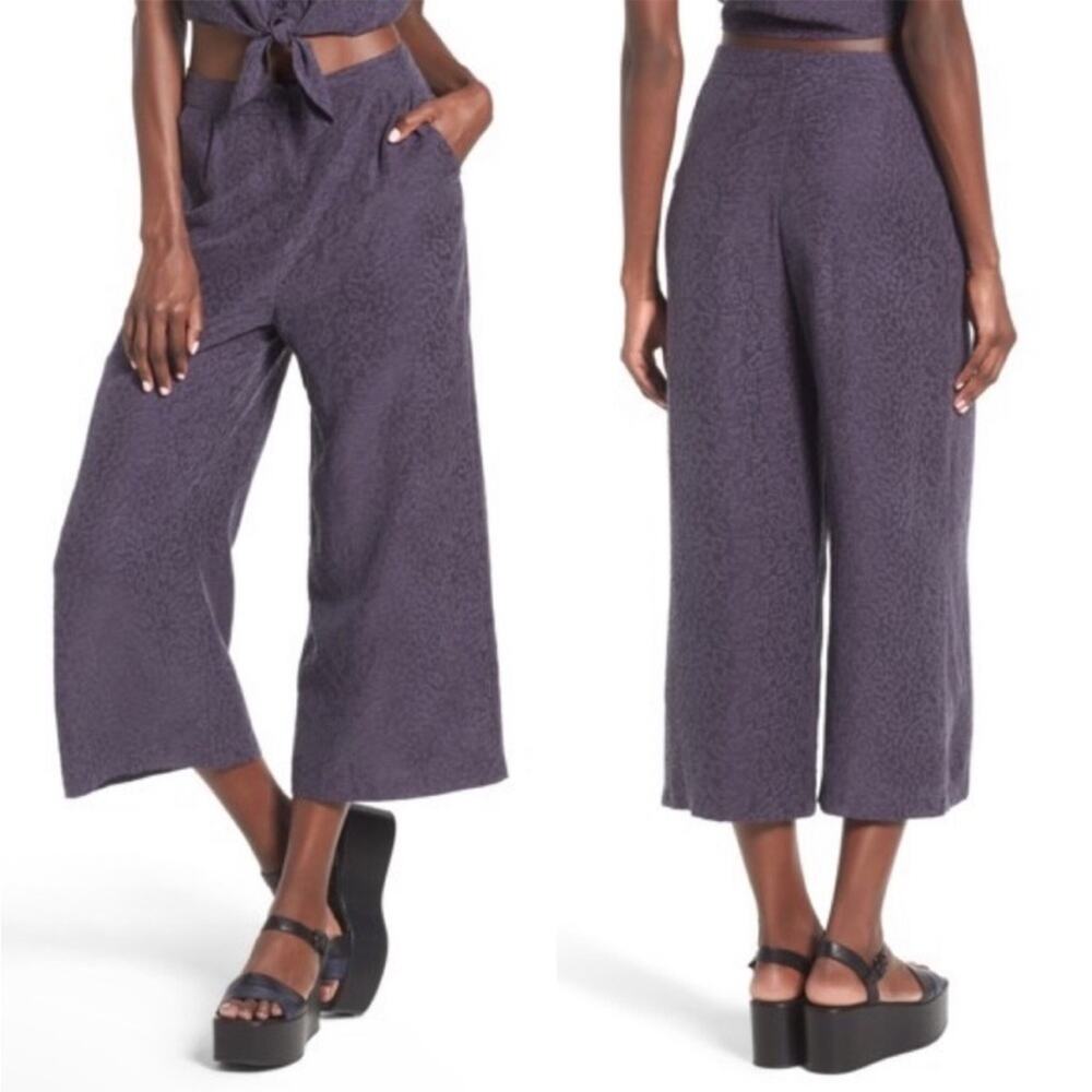 Astr The Label High Waist Wide Leg Crop Pants Size L
